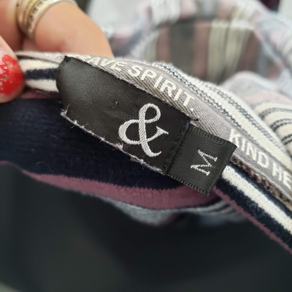 Ampersand Avenue & Ave Women's Medium Quarter Zip Hooded Jacket Stripes Red BW - Picture 3 of 8